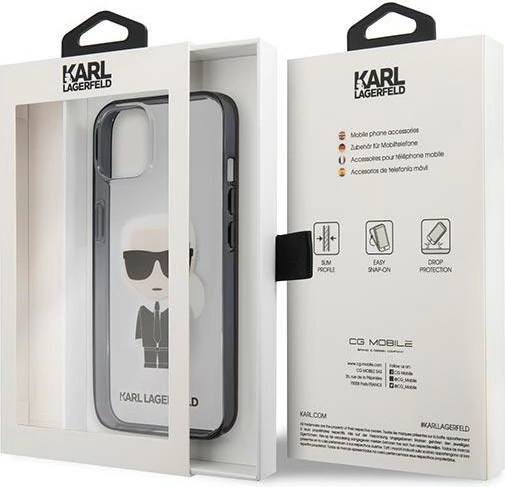 Mbështjellës Karl Lagerfeld KLHCP13SHIKCK për iPhone 13 mini 5.4", transparent Ikonik Karl