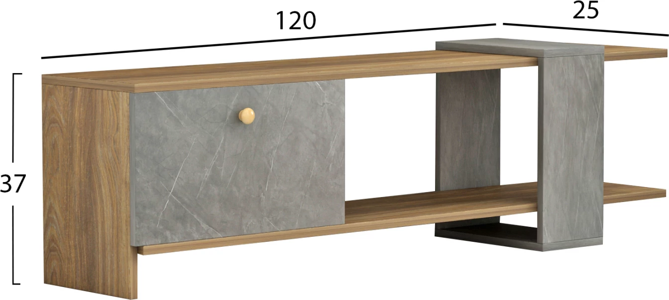 Komodë për TV Henriette FH8900.13, teksturë natyrale-guri, 120x25x37 cm