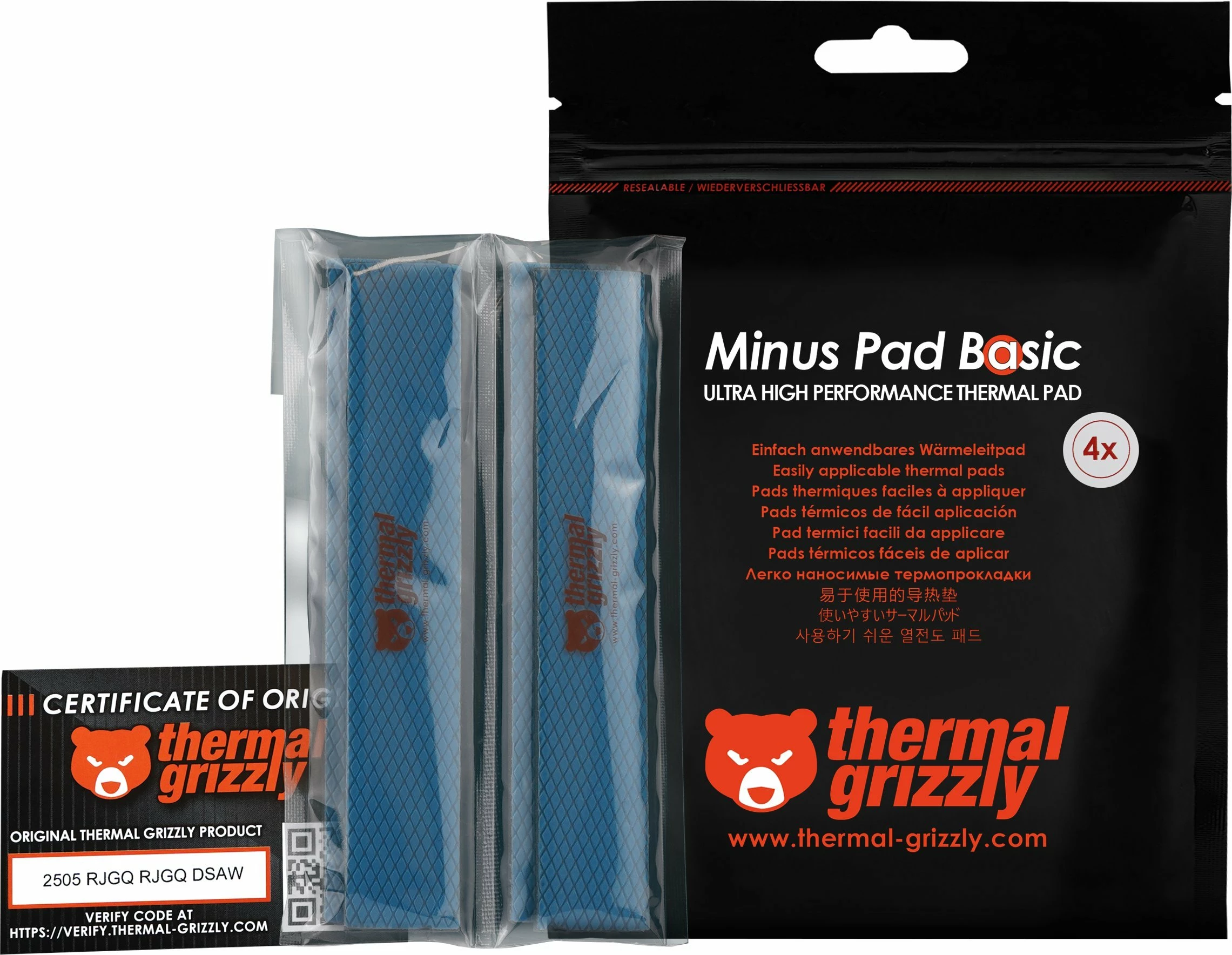 Termopad Thermal Grizzly Minus Pad Basic 120 x 20 mm 3 mm, blu, 4 copë