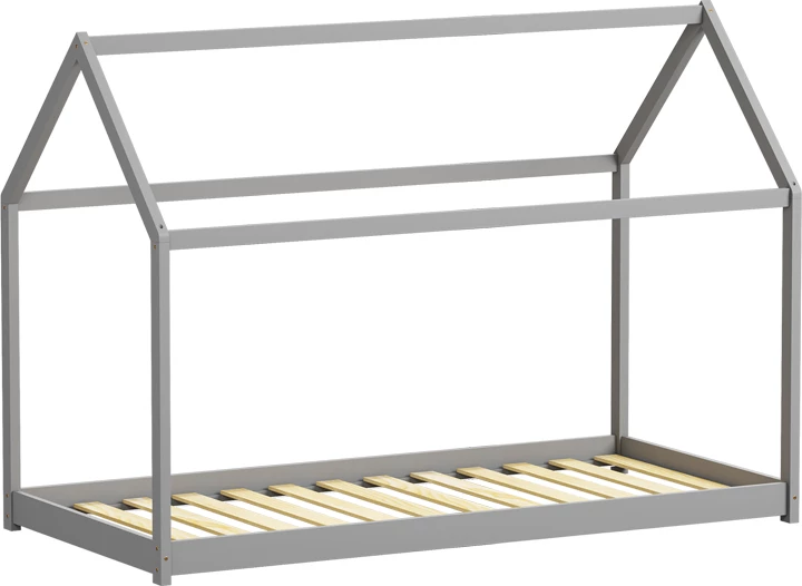 Krevat fëmijësh Nino Montessori, dru pishe, ngjyrë gri, 90x190cm