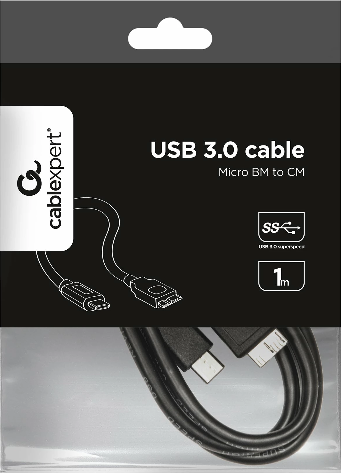 Kabllo USB-C Gembird CCP-USB3-mBMCM-1M, 1m, e zezë