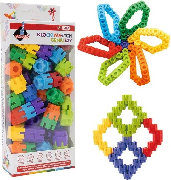 Set blloqe ndërtimi plastike ASKATO Little Genius, 65 copë, shumëngjyrëshe