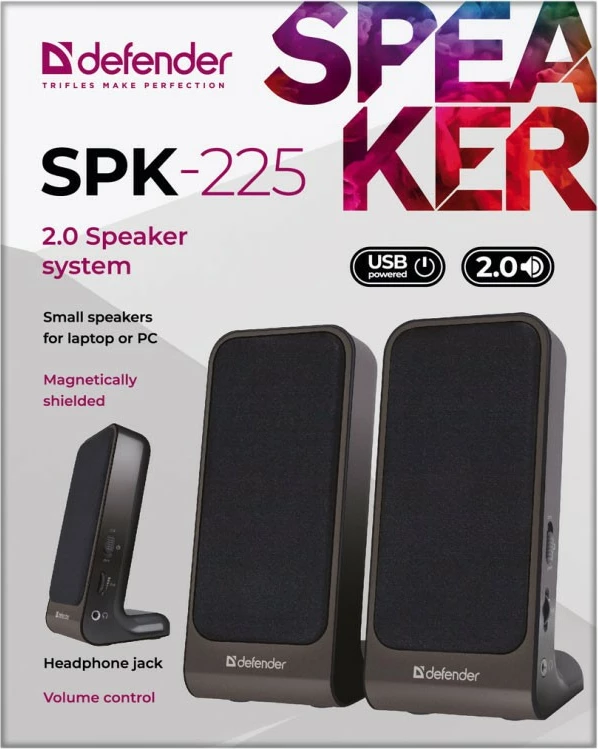 Altoparlantë kompjuteri Defender SPK-225, 2.0, 4W, USB, zi/gri