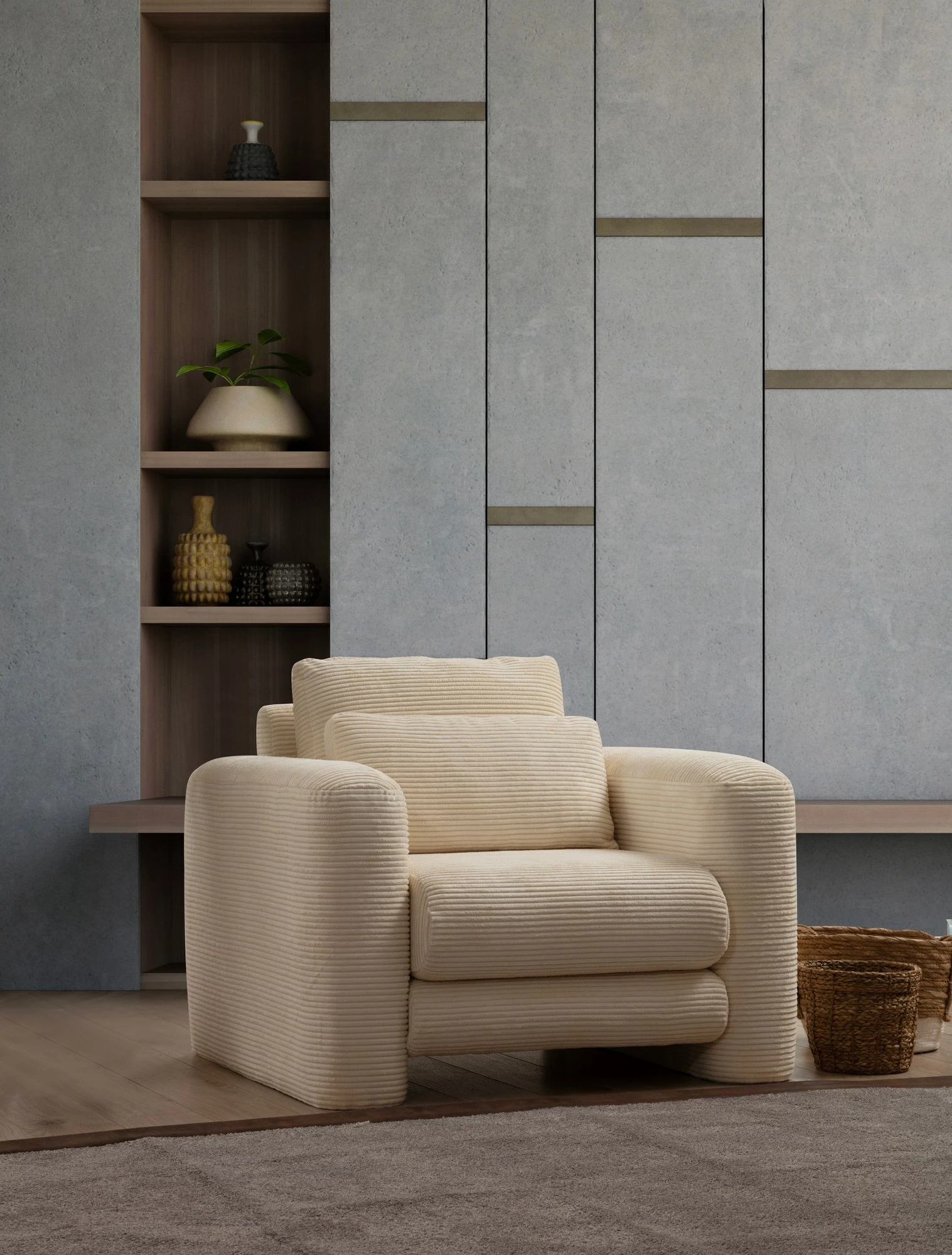 Karrige Wing Atelier del Sofa, ngjyrë bezhë, Lily