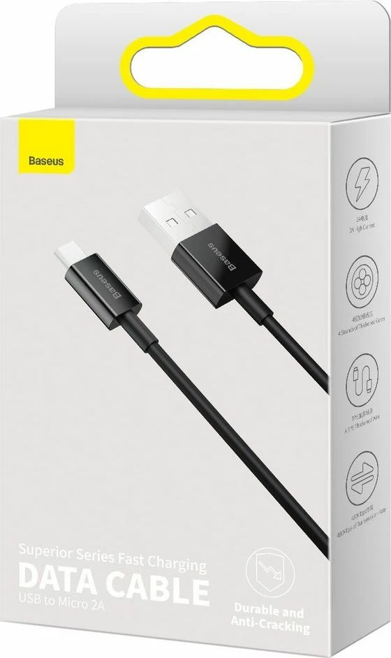 Kabl USB Baseus Superior BSU2823BLK, USB-A në microUSB, 2 m, 2A, USB 2.0, e zezë