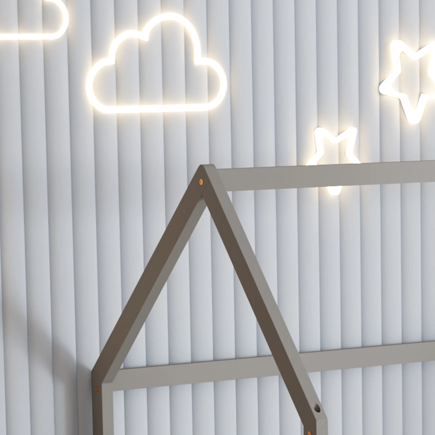 Krevat për fëmijë me gardh PHYLLIS FH679.05 t.MONTESSORI dru pishe i fortë ngjyrë gri - 190x90cm