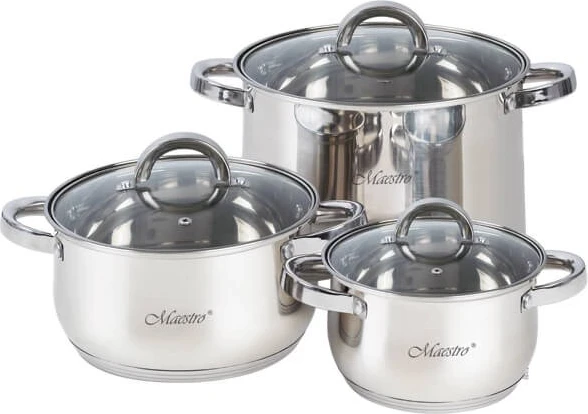 Set me 3 tenxhere Maestro MR-2120-6L, çelik inox