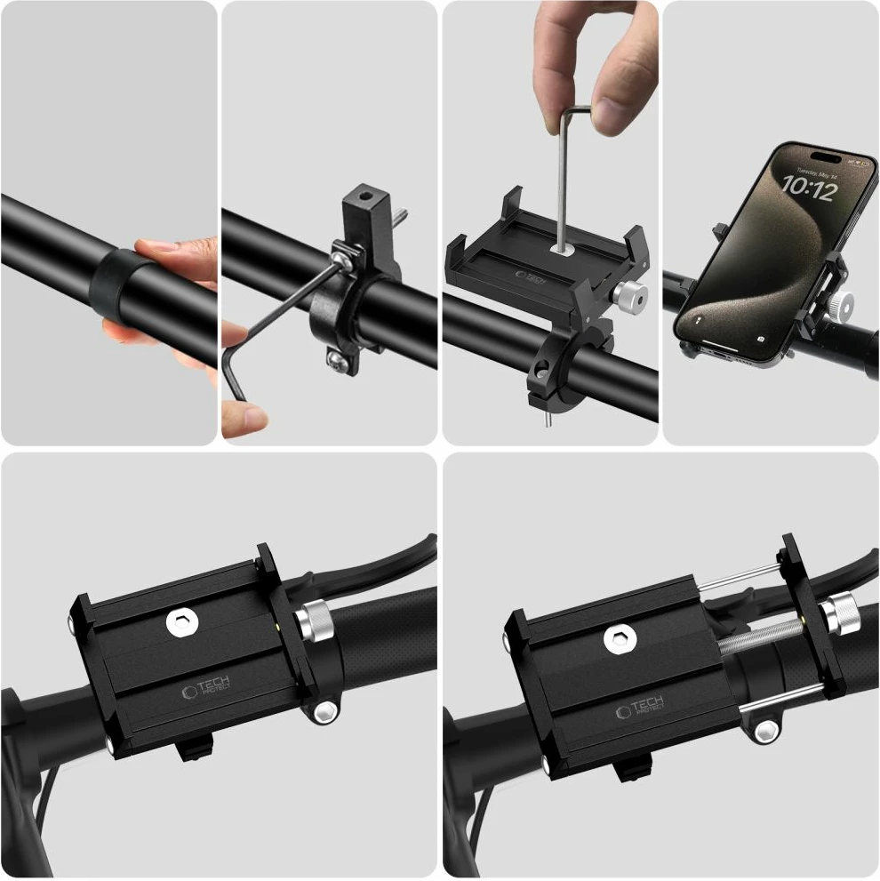 Mbështjellës Tech-Protect V4 për timon biçiklete, për celular, Alumini, i zi