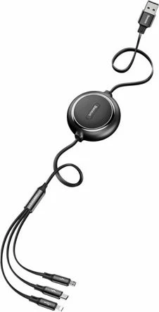 Kabl USB Baseus 46956 1.2 m USB-A në USB-C + microUSB + Lightning, i zi