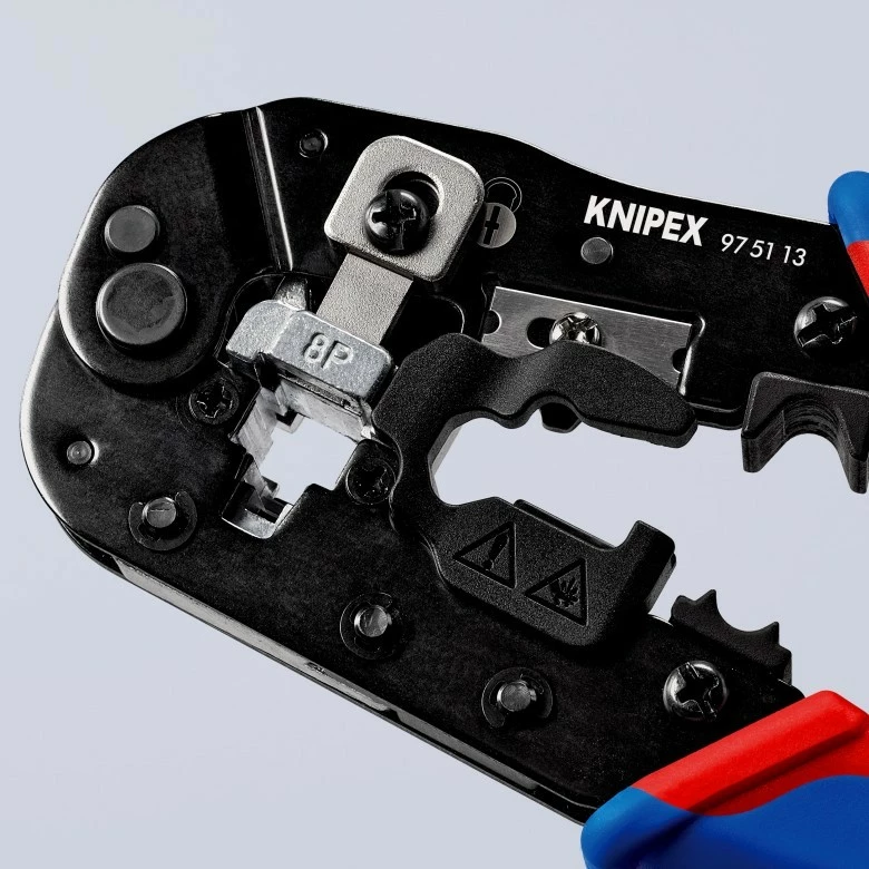 Mjet krimpimi Knipex 97 51 13, për RJ45, zi/kuqe/blu
