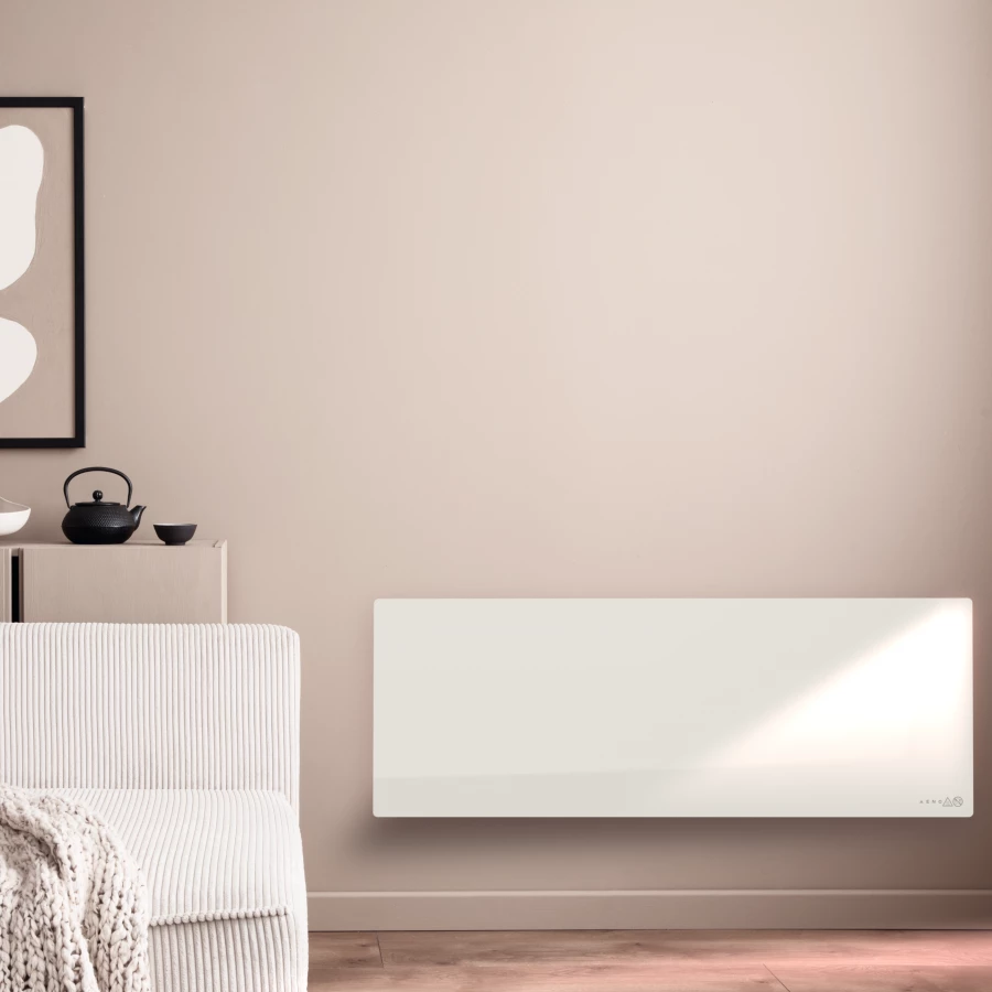 Ngrohës smart AENO Premium Eco AGH0003S 700W, xham i kalitur, infra të kuqe + konveksion, prizë EU (E/F), bardhë