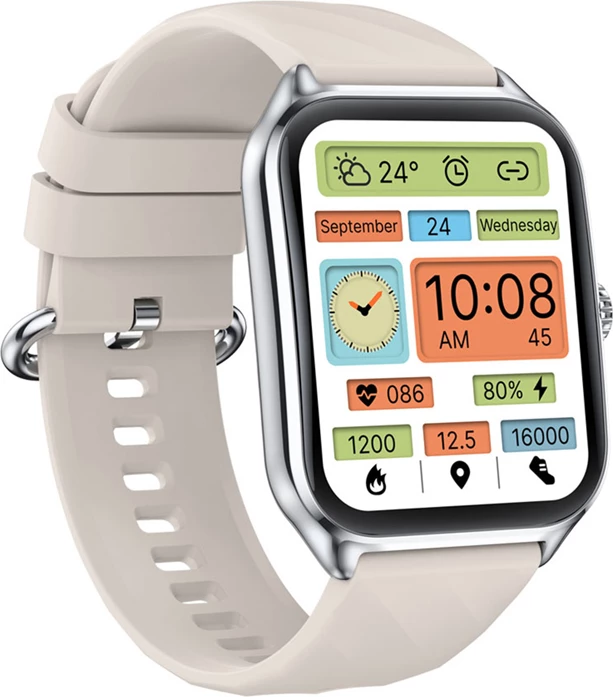 Smartwatch Zeblaze GTS 4 1.94" AMOLED, thirrje me Bluetooth, IP68, pa GPS, bateri 300 mAh, argjendtë
