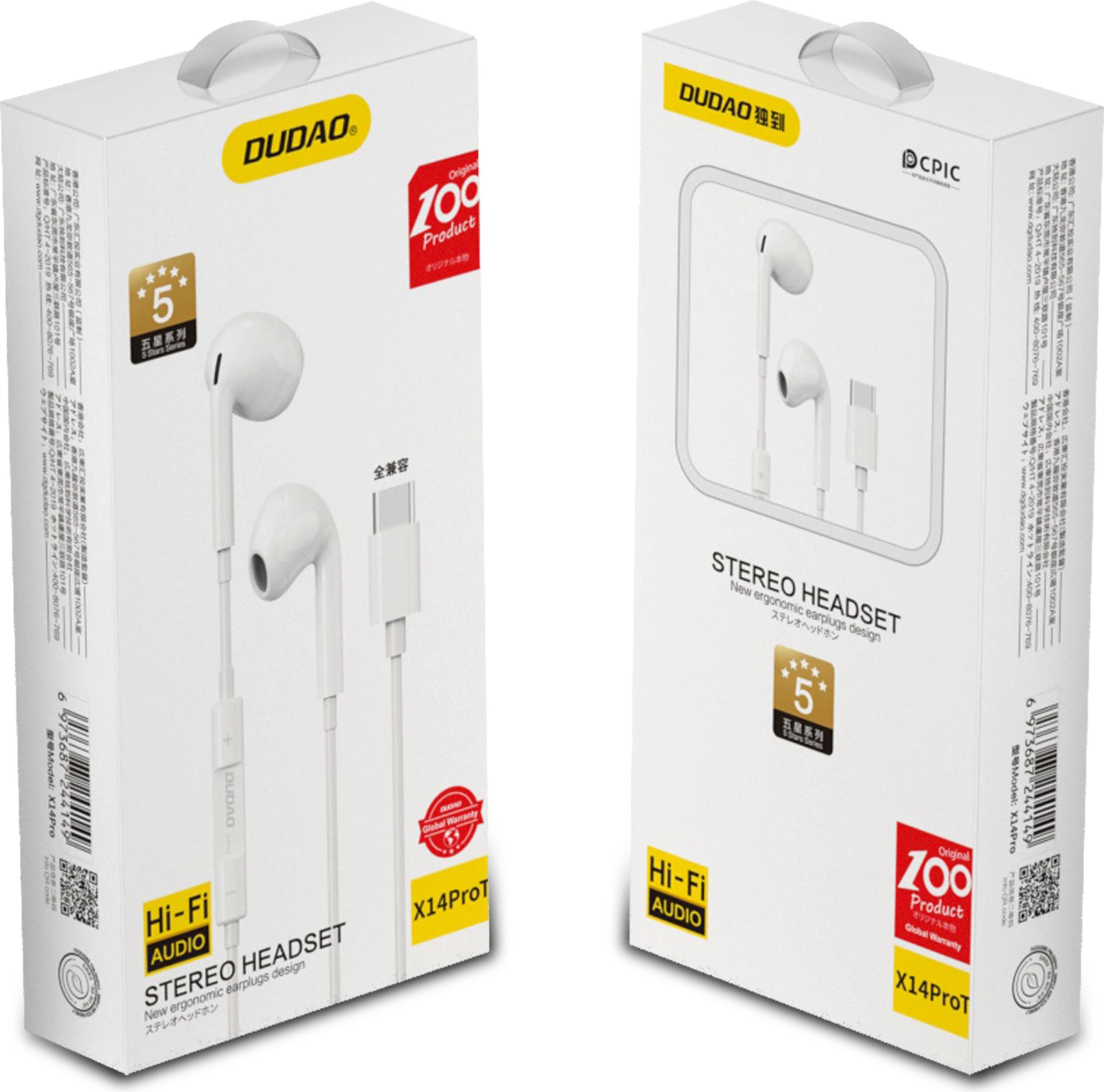 Kufje in-ear Dudao X14PROT me USB-C, të bardha