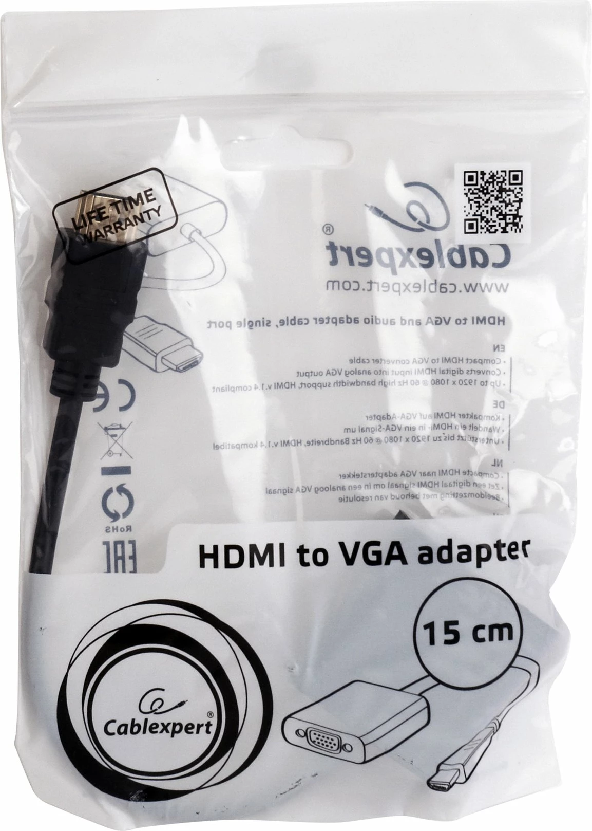 Adapter HDMI në VGA me audio Gembird A-HDMI-VGA-03, i zi