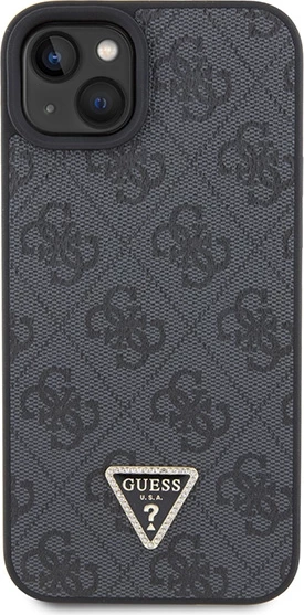 Mbështjellës Guess Crossbody 4G Metal Logo për iPhone 15/15 Plus, i zi, me rrip