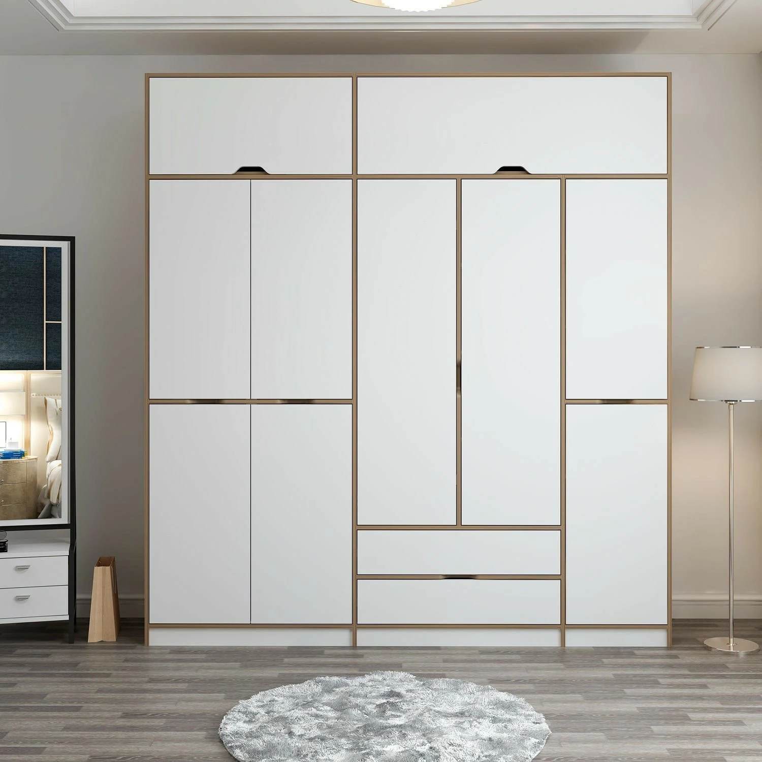 Dollap për rroba, ngjyrë e bardhë dhe dore, Skye Decor Elina - 8913