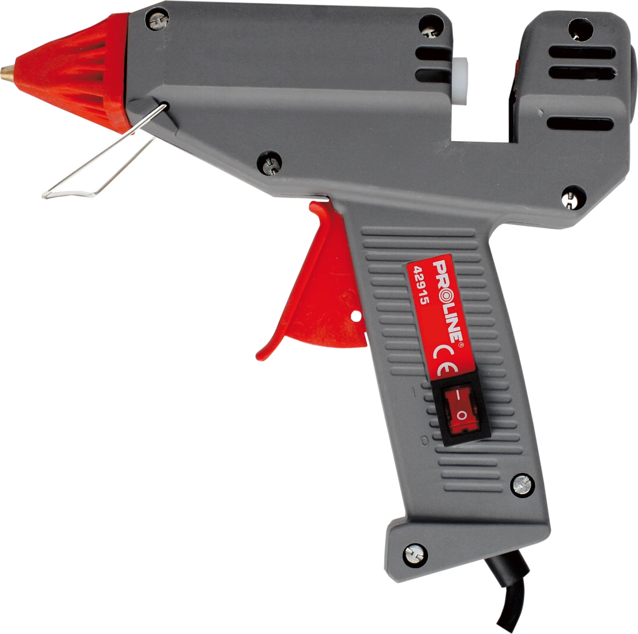 Pistoletë ngjitëse PROLINE 42915, 28/180W, për shkopinj 11.2 mm, me ndërprerës ON/OFF, gri/kuqe