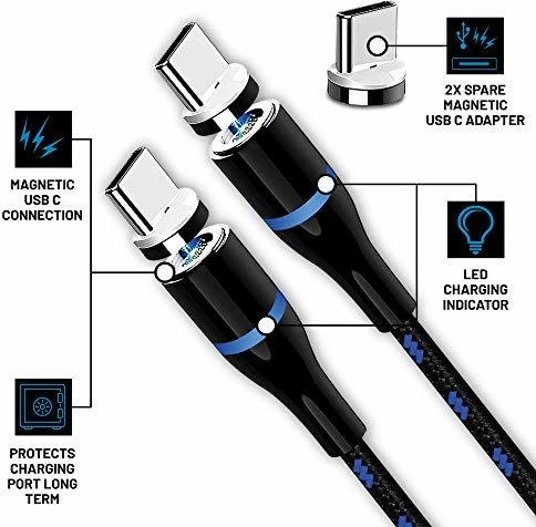 Kablë magnetike Play & Charge 4Gamers Stealth Twin, 2 x 3m, pakim dyshe, zi/kaltër