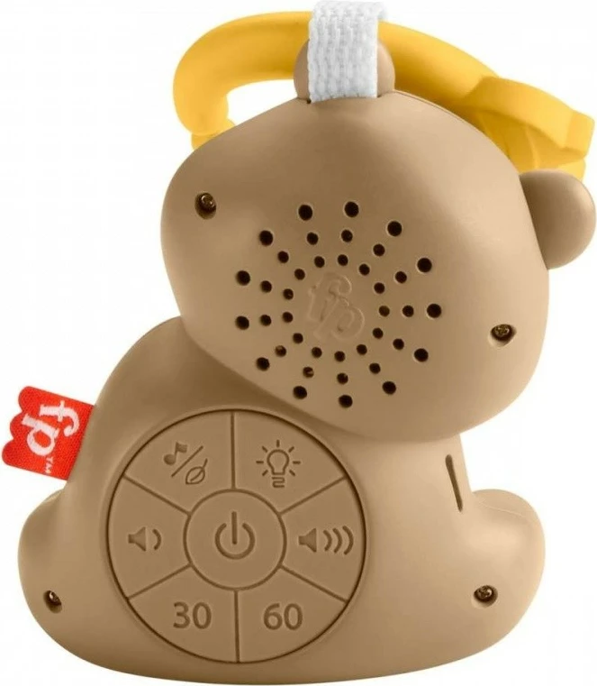 Lodër qetësuese Fisher Price Teddy Bear Soother HRB18, me muzikë dhe dritë, Kafe/Verdhë