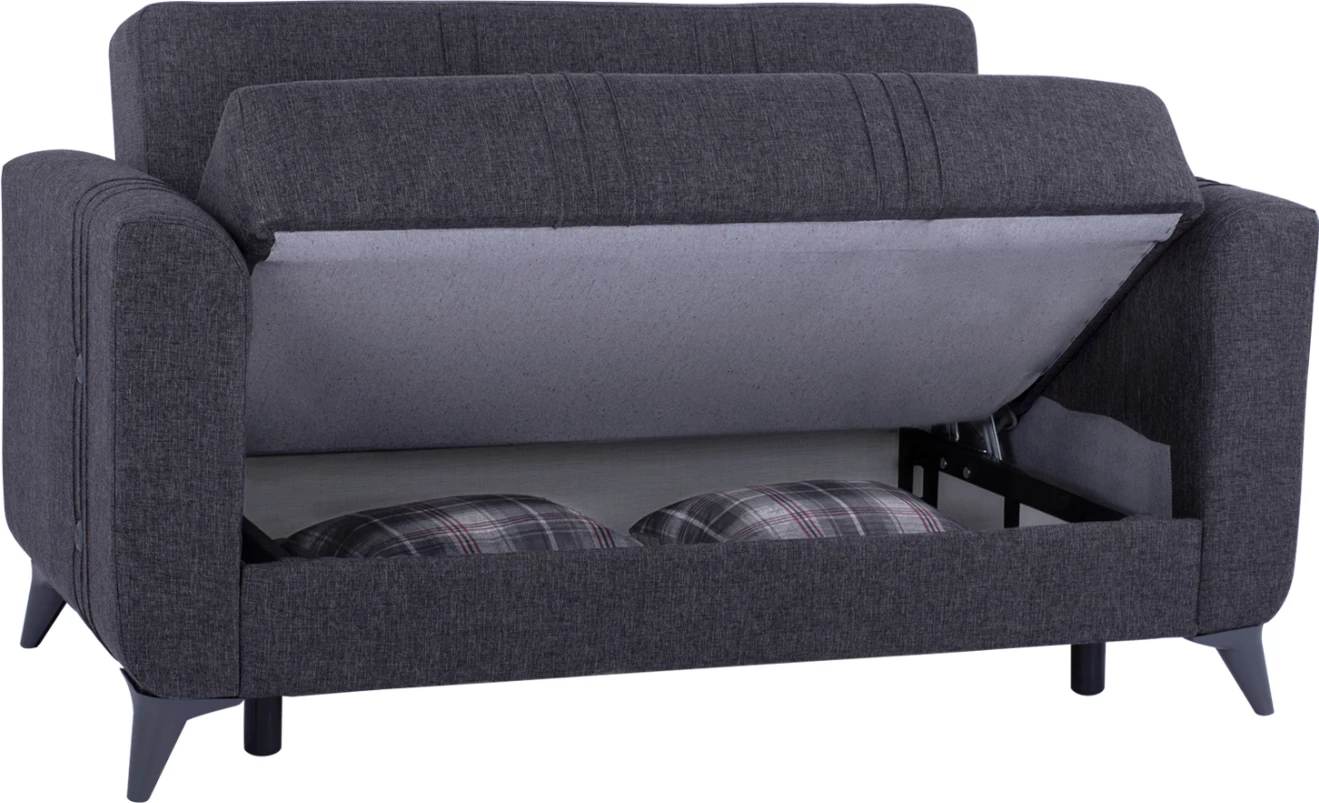 Divan 2 vendësh KRISTINA FH3165.20 gri me këmbë antracit 150x80x83 cm