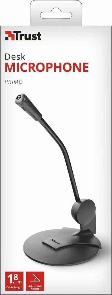 Mikrofon Trust 21674 për kompjuter, me kabllo 1.8 m, i zi