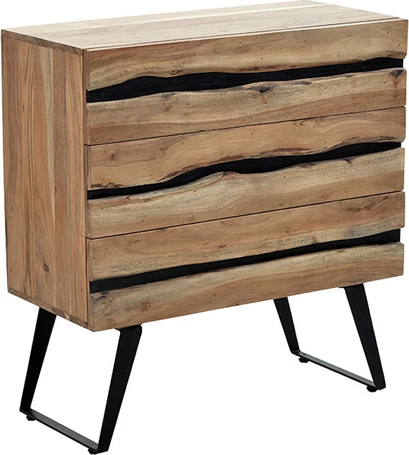 Komodinë me sirtarë Imena dru masiv 4cm natyrale-e zezë 80x38x86.5cm