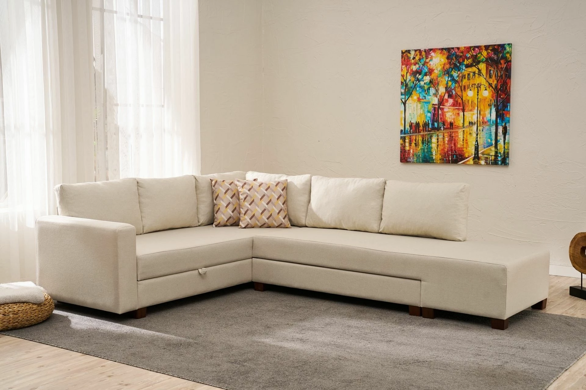 Kënd-sofë krevate Atelier del Sofa, Aly Arzilla, kënd i djathtë, ngjyrë krem