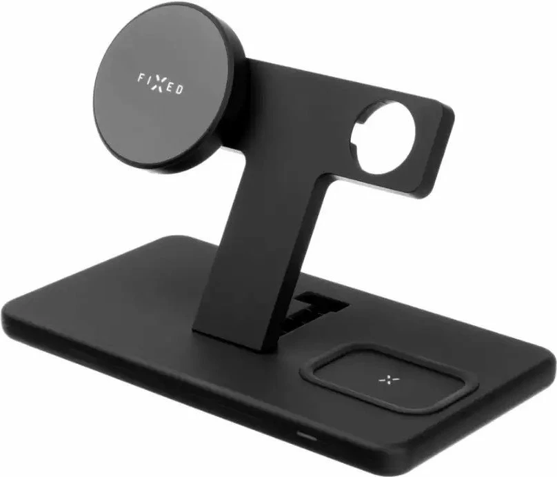 Stacion karikimi pa kabllo Fixed MagPowerstation FIXMPOS-BK 3-në-1 15W MagSafe/Qi, e zezë