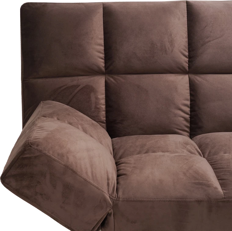 Divan-krevat Freddo I, kadife ngjyrë kafe, 181x81x86cm, 3 vende