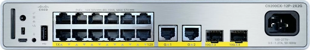Switch Cisco Catalyst C9200CX-12P-2X2G-A, Managed, Gigabit Ethernet, PoE, Rack mounting