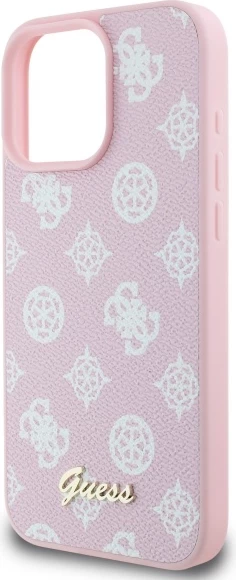 Mbështjellës Guess Peony Script MagSafe për iPhone 16 Pro Max, Rozë