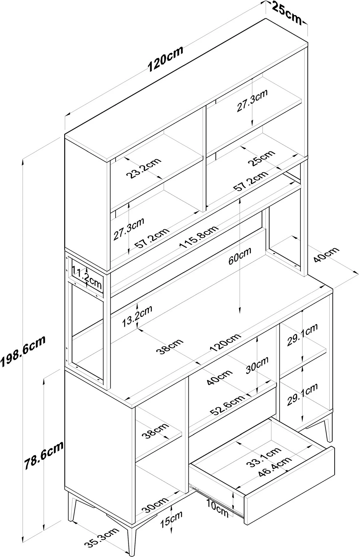Dollap multifunksional Skye Decor, ngjyrë arre dhe e bardhë, JE169 - 3400