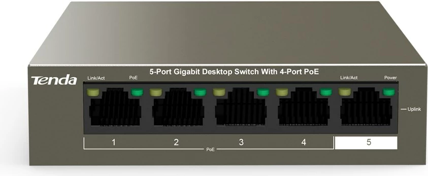 Switch Rrjeti Tenda TEG1105P-4-63W-EU, Gigabit Ethernet (10/100/1000), PoE, Gri