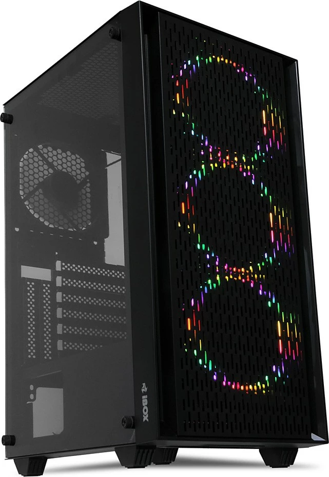 Kasë iBOX Cetus OCT 903, Midi Tower, ATX/Mini-ATX, 4 ventilatorë LED, xham i temperuar, e zezë