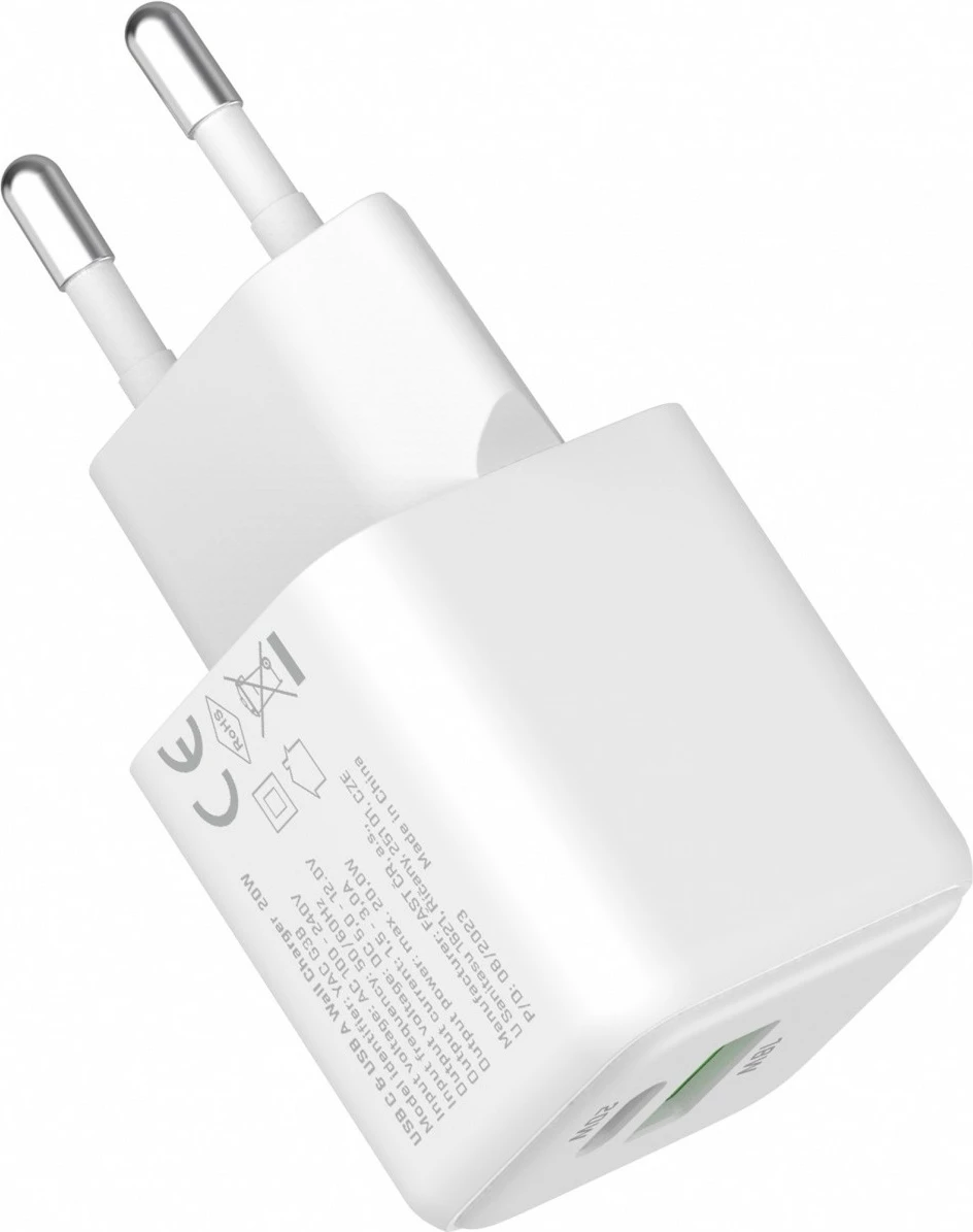 Karikues muri YENKEE YAC G38 VOLT, 20W, 2 porta USB (USB-A + USB-C), Bardhë