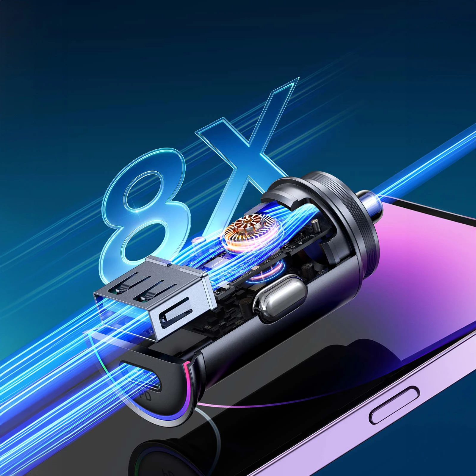 Karikues veture Joyroom JR-CCN04, 60W, 2 porta USB-A/USB-C, zi