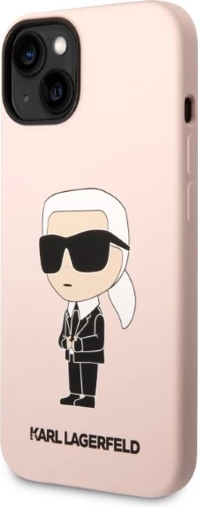 Mbështjellës Karl Lagerfeld Silicone Ikonik MagSafe për iPhone 14 Plus 6.7", rozë