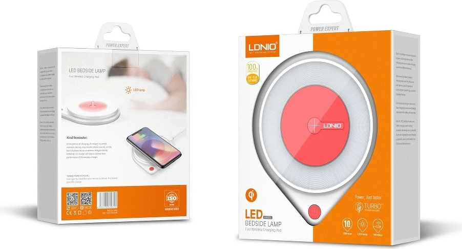 Karikues wireless i shpejtë LDNIO AW001 10W me dritë LED, bardhë/kuqe