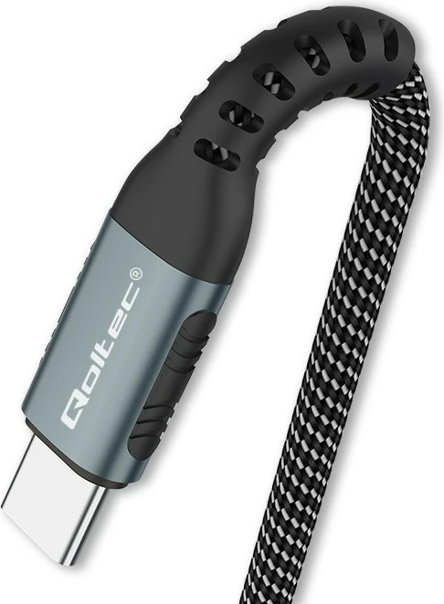 Kabllo USB Type-C Qoltec 52357, 1m, 100W, USB 2.0, QC 3.0, PD, e zezë