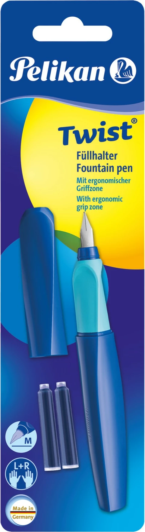 Stilolaps Pelikan 814744, majë mesatare, çelik inoks, ngjyrë kaltër