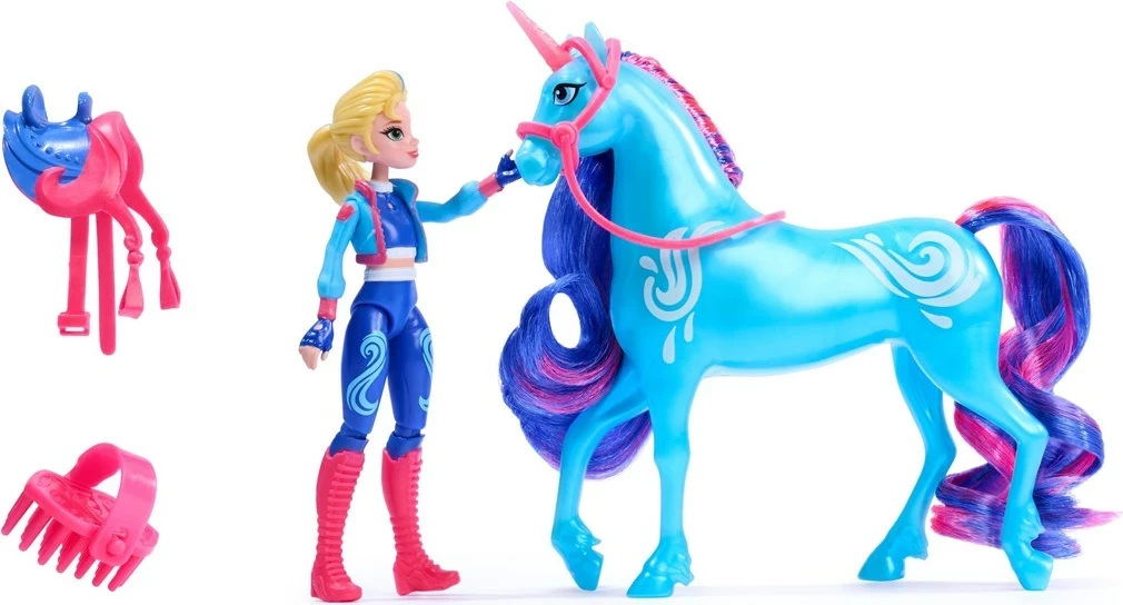 Lodra SPIN MASTER Unicorn Academy Isabel & River, me kukull dhe njëbrirësh, shumëngjyrëshe
