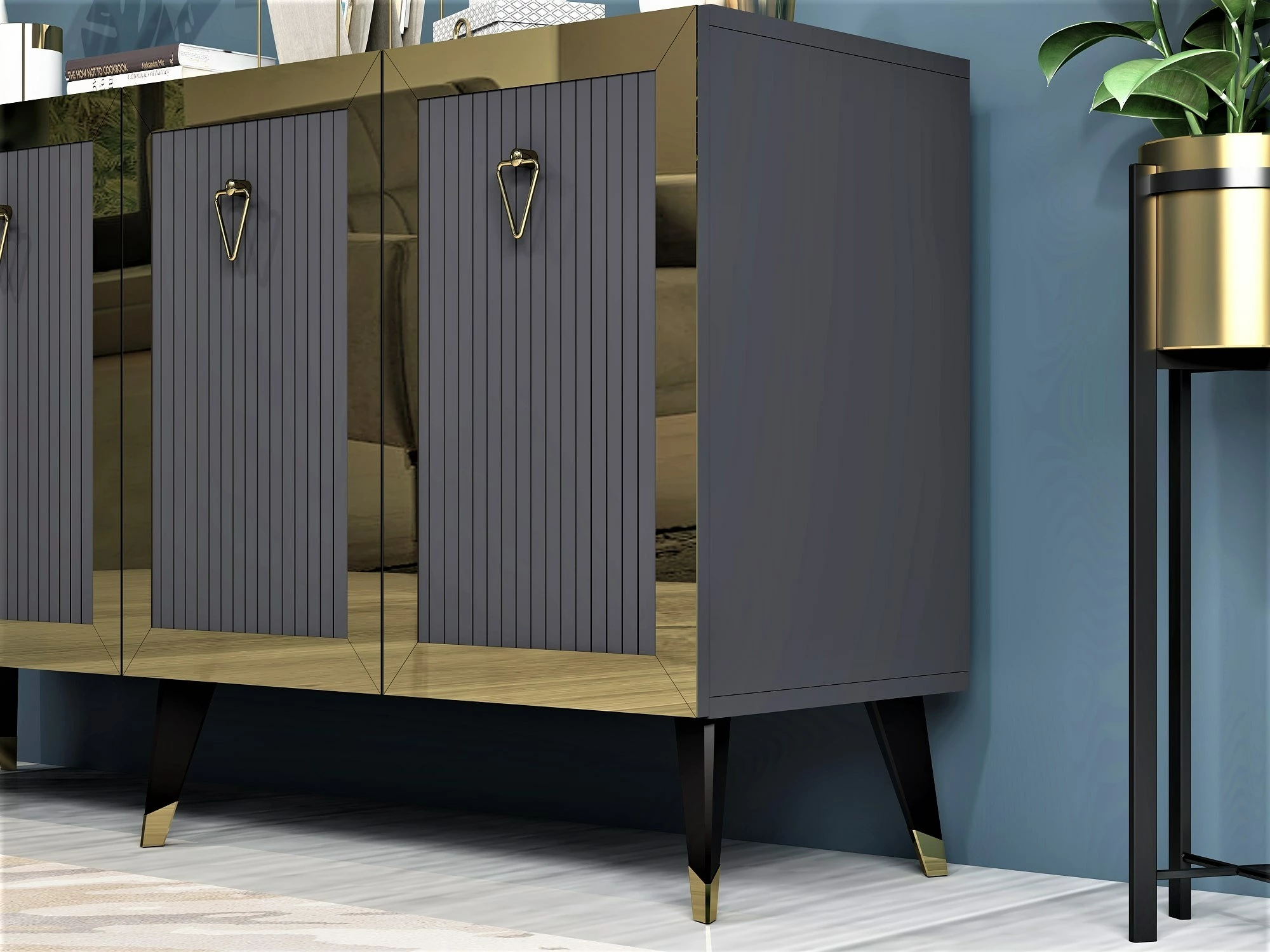 Konsol Hanah Home, ngjyrë antracit dhe ari