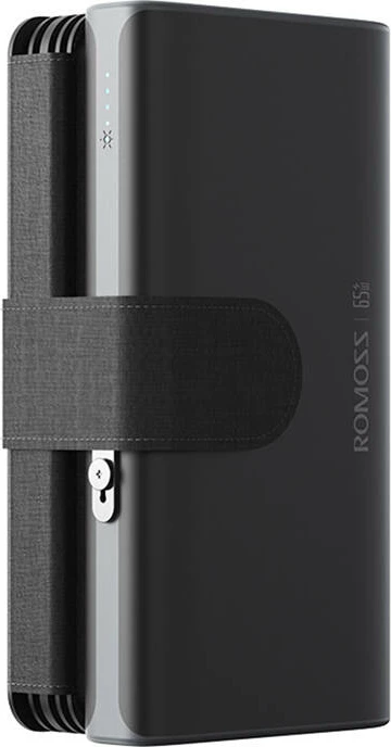 Powerbank Romoss SPB30-171-2133H, 30000mAh, 65W, me panele diellore, e zezë