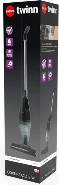 Fshesë elektrike ELDOM OC600, 2in1 TWINN, pa kabllo, pa qese, HEPA, e zezë