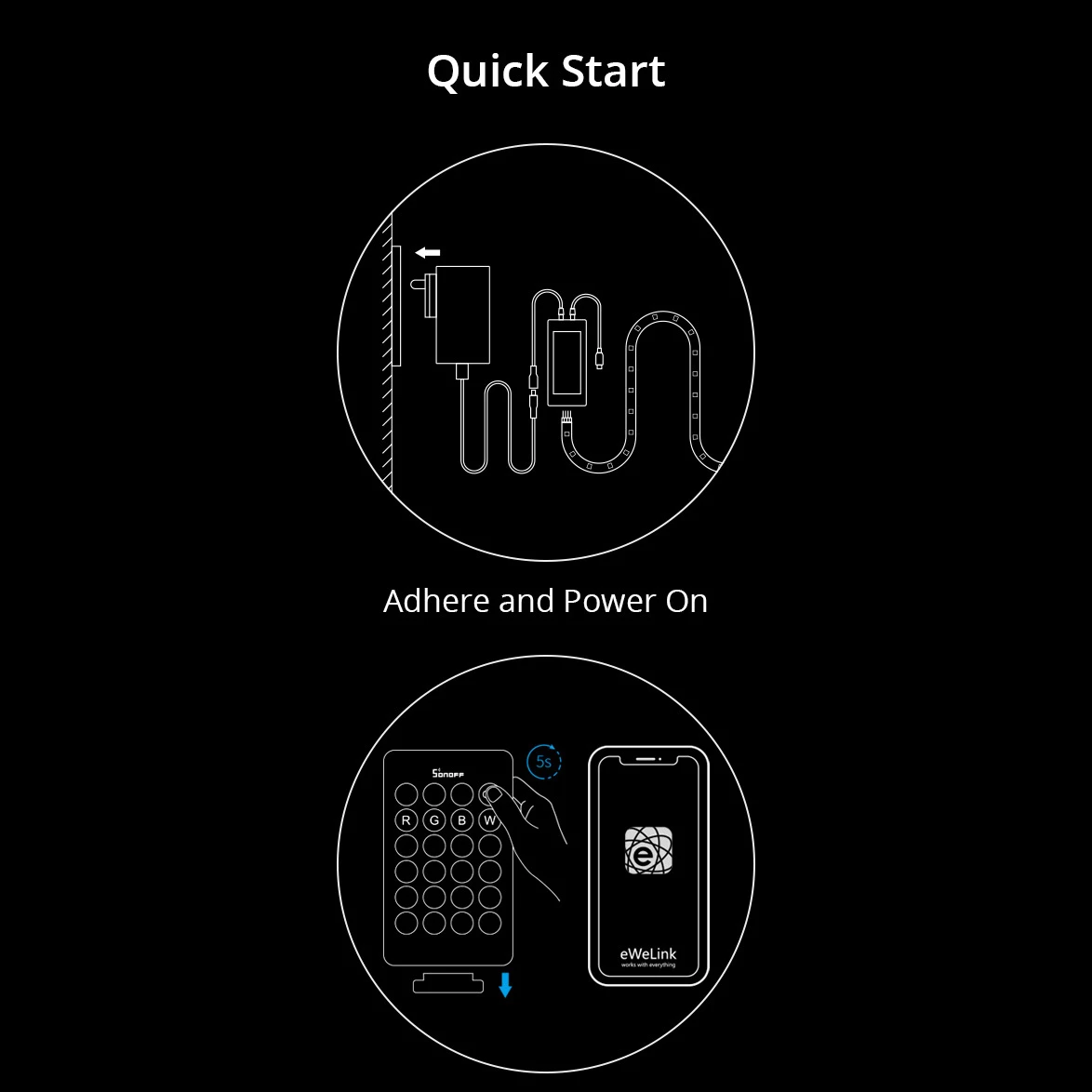Shirit LED inteligjent Sonoff L2-5M, 5m, RGB, Wi-Fi, me telekomandë, i papërshkueshëm nga uji, set