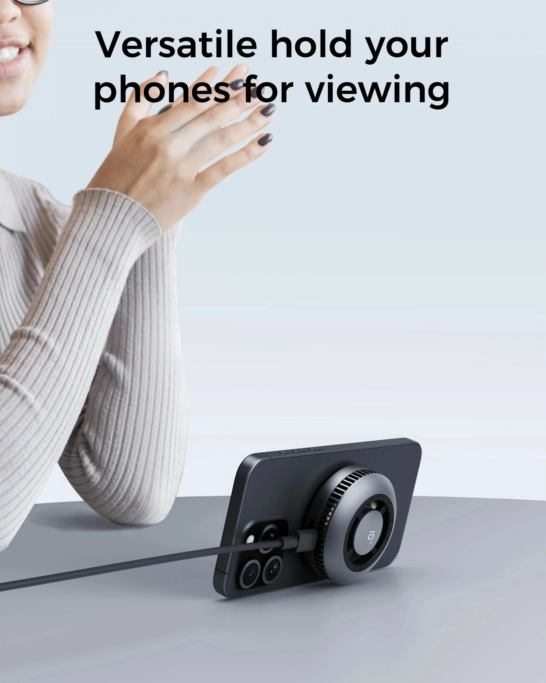 Karikues wireless AUKEY MagFusion GameFrost Qi2, për celular, i zi