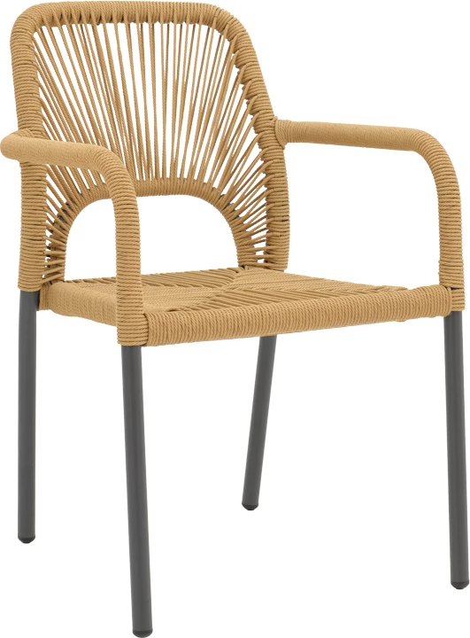 Karrige alumini me krahë Norture, e grumbullueshme, kornizë antracit-ratan natyral, 57x63x82cm