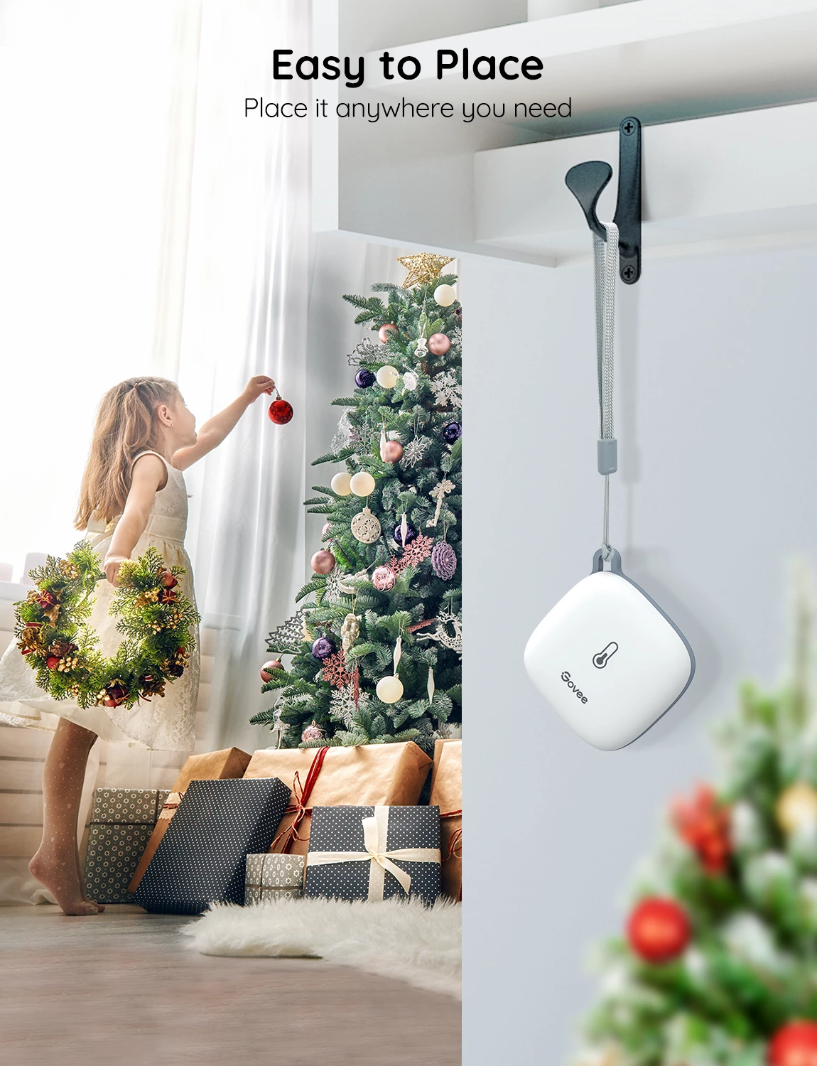Termo-higrometër Wi‑Fi Govee H5179, Bluetooth, njoftime në aplikacion, i bardhë