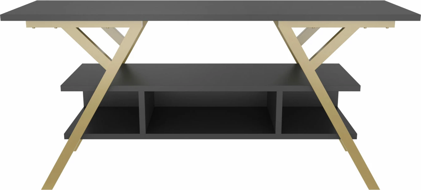 Komodinë TV Skye Decor, ngjyrë ari dhe antracit, Minerva