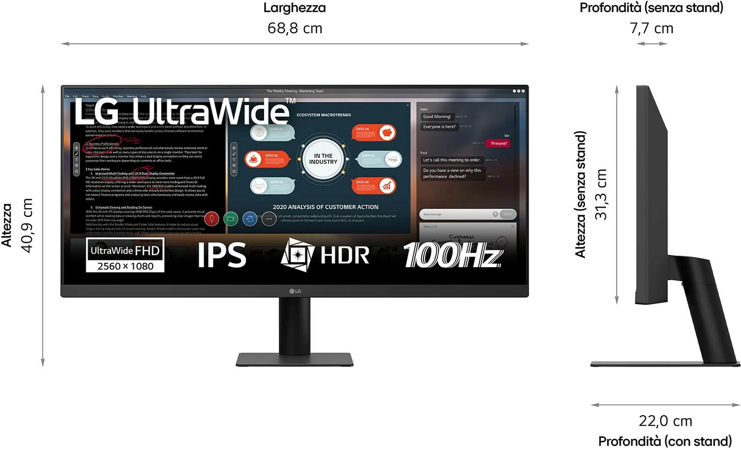 Monitor LG 29U511A-B UltraWide, 29 inç, IPS, 2560x1080, HDR, 100Hz, zi